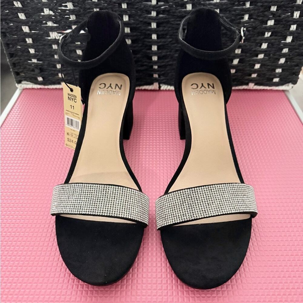 Elegant Black and Silver Heels with Ankle Strap